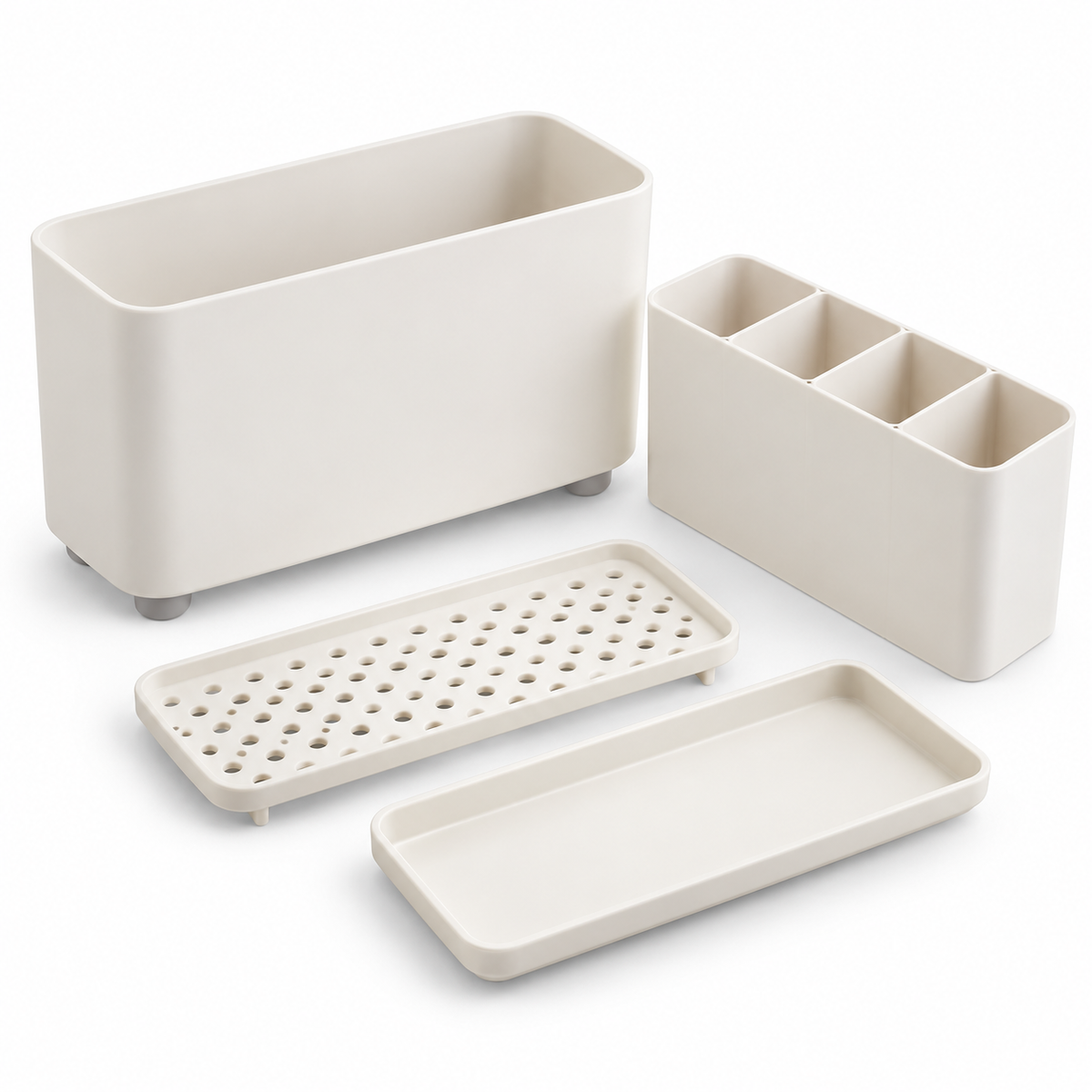 Draining Toothbrush Organizer with Removable Divider