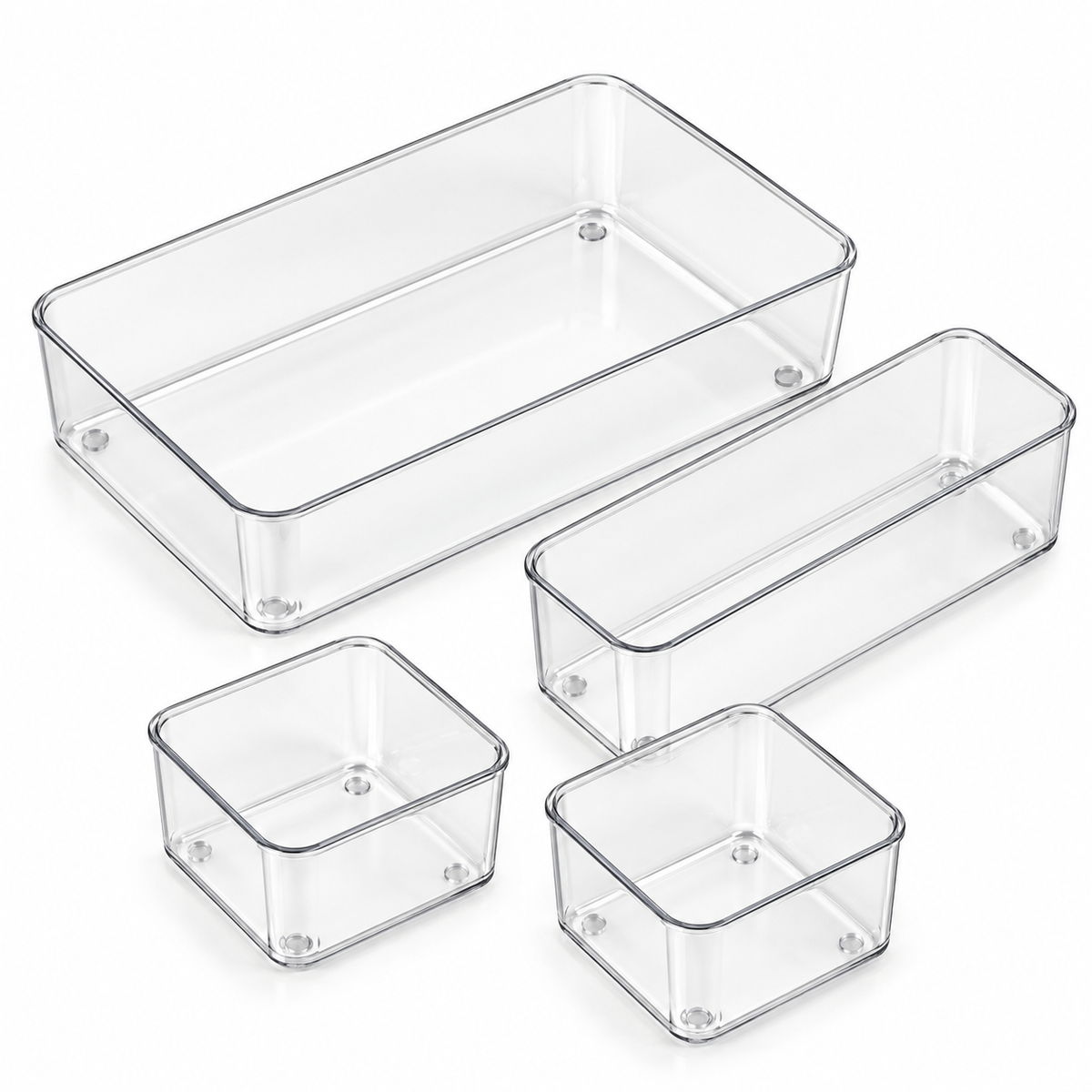 Clear Drawer Organizer Bins, 4-Piece Set