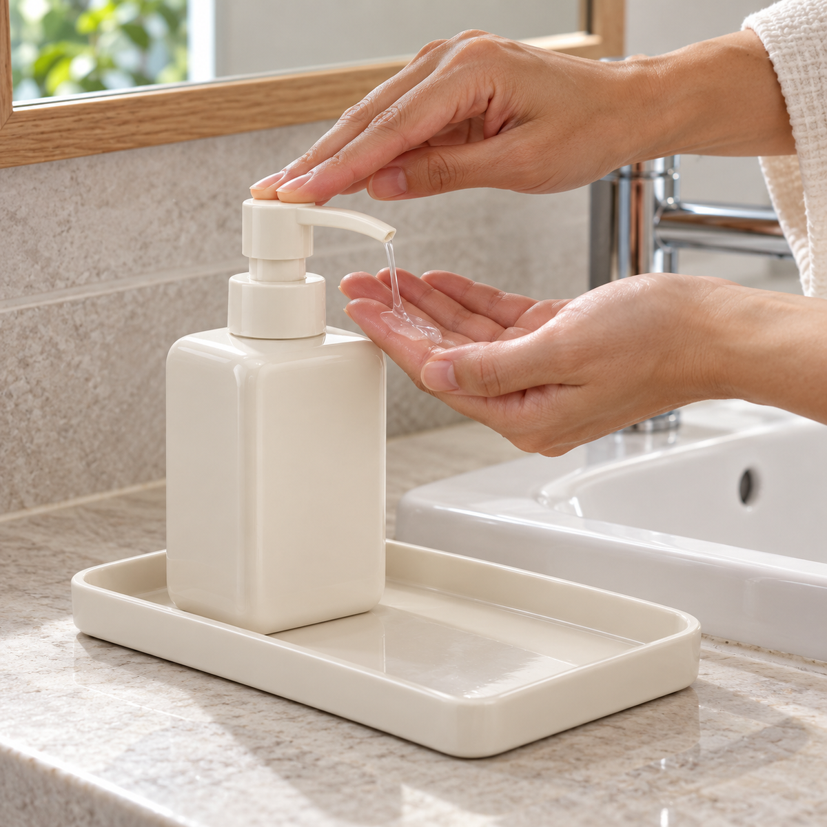 Liquid Soap Dispenser and Tray Set, 16.9 fl oz