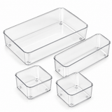 Clear Drawer Organizer Bins, 4-Piece Set