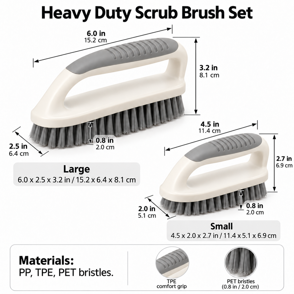 Handled Scrub Brushes, 2-Piece Set