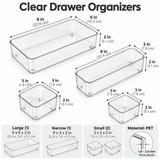 Clear Drawer Organizer Bins, 4-Piece Set