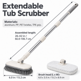 Extendable Tub and Tile Scrubber with Two Cleaning Heads