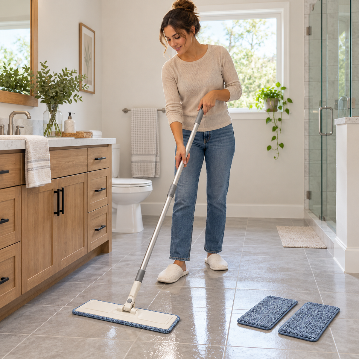 Microfiber Flat Mop with 3 Washable Pads