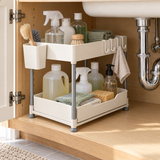 Two-Tier Under-Sink Organizer with Sliding Lower Tray