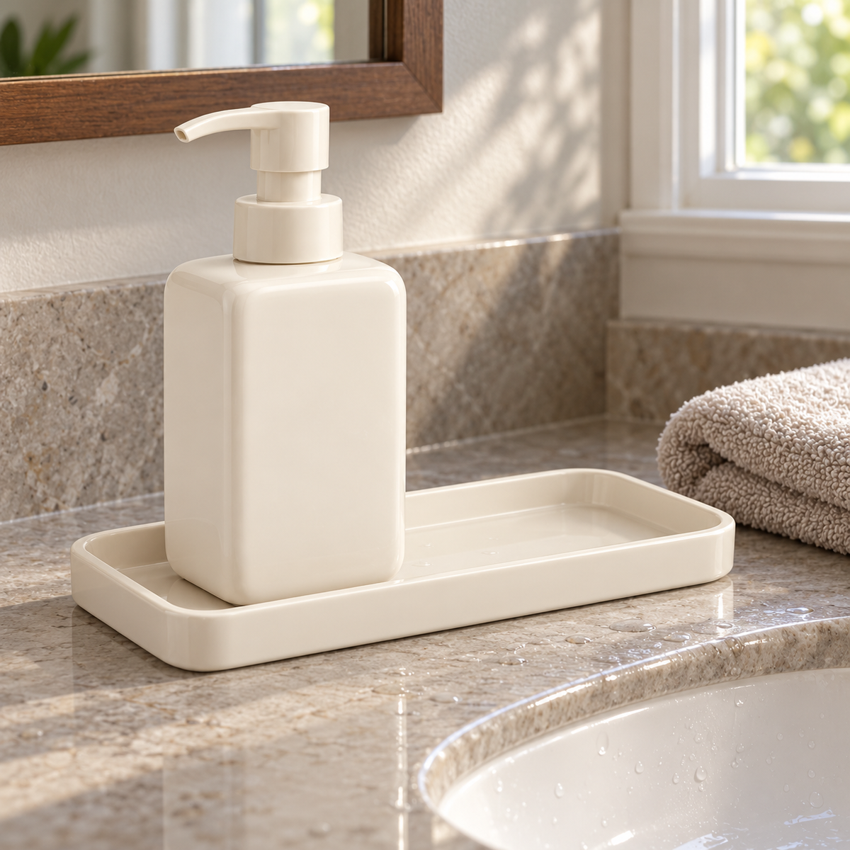 Liquid Soap Dispenser and Tray Set, 16.9 fl oz